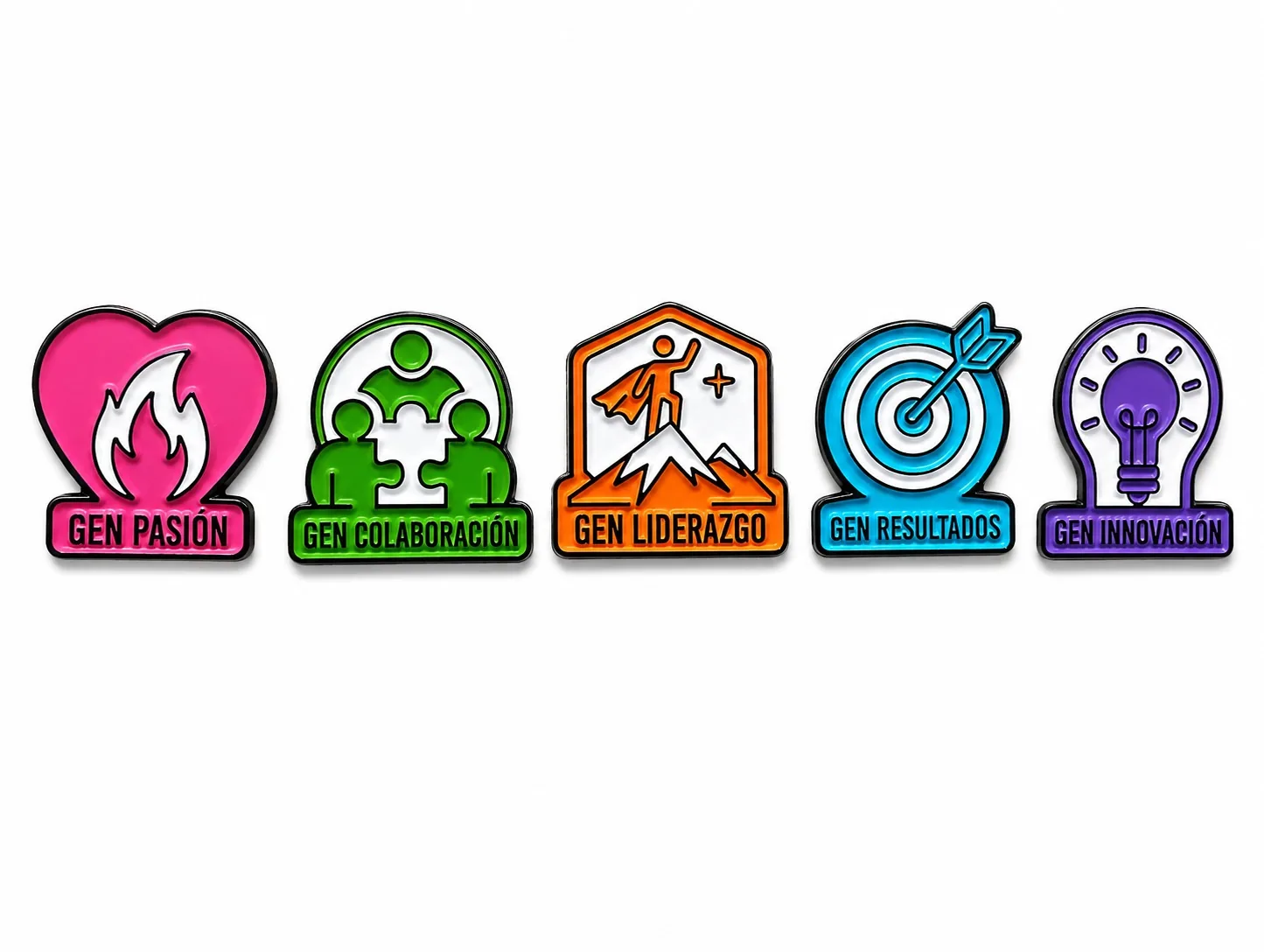 Pines personalizados de valores GEN con esmalte de color